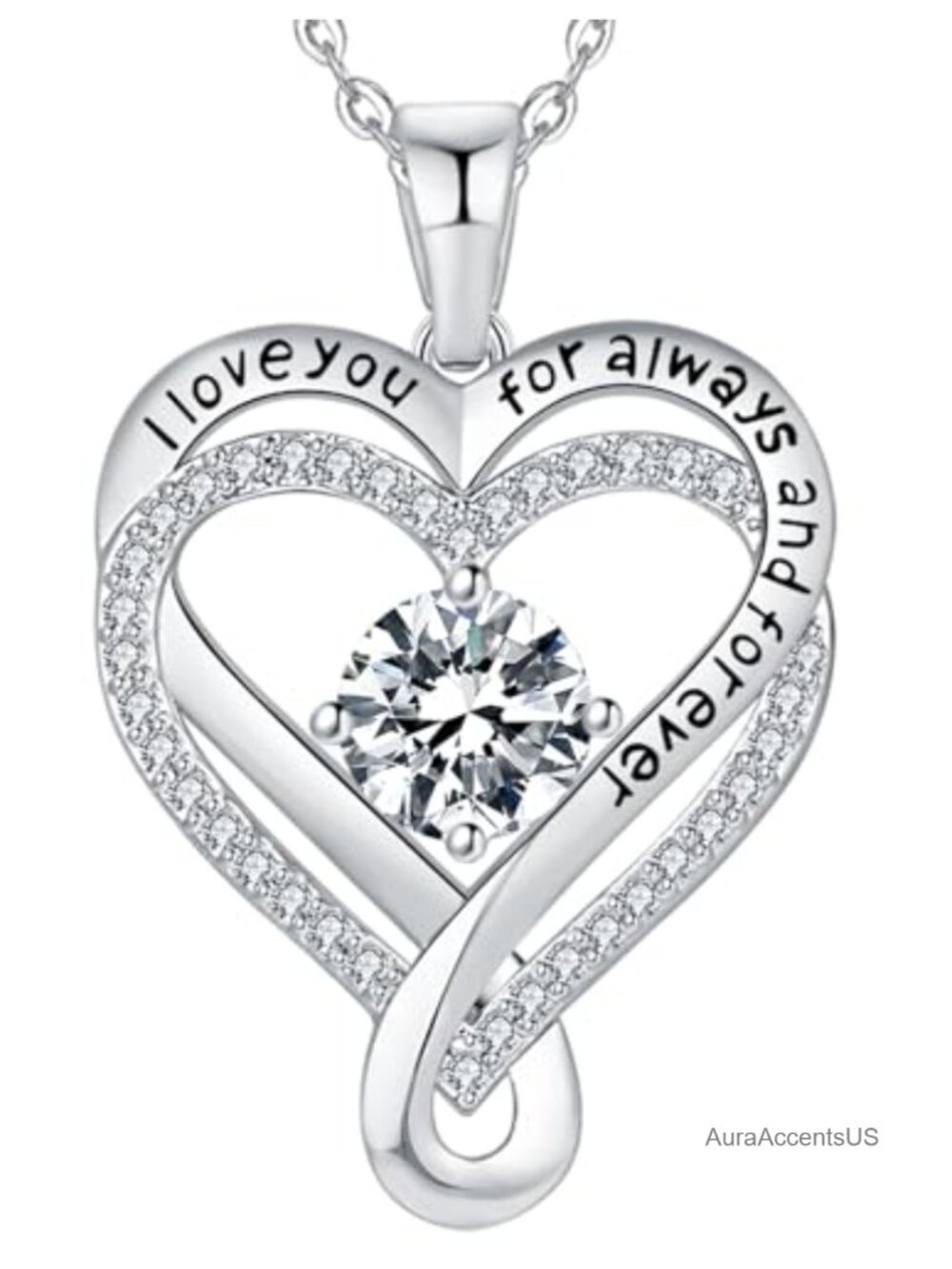 Infinity Heart Birthstone Pendant Necklace Sterling Silver Gift for Her